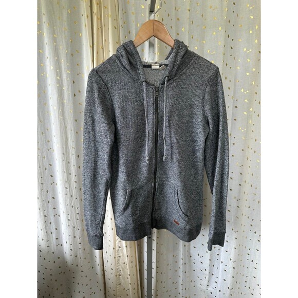 Roxy Heathered Gray Trippin Hoodie Zip Up Pockets Lightweight Sweater Jacket M - Picture 2 of 8